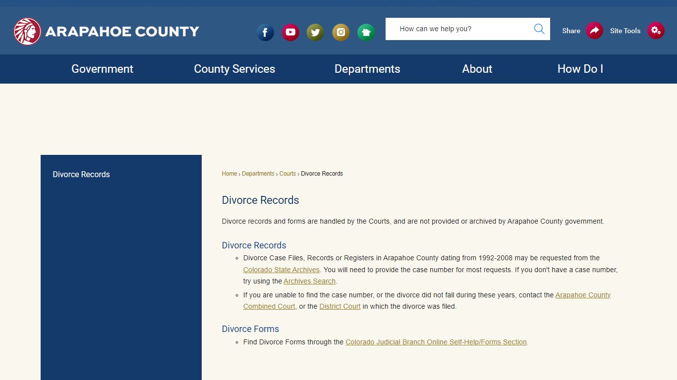 Divorce Records | Arapahoe County, CO - Official Website
